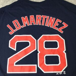 Boston Red‎ Sox T-Shirt Mens XL Blue Red JD Martinez #28 MLB Baseball Majestic